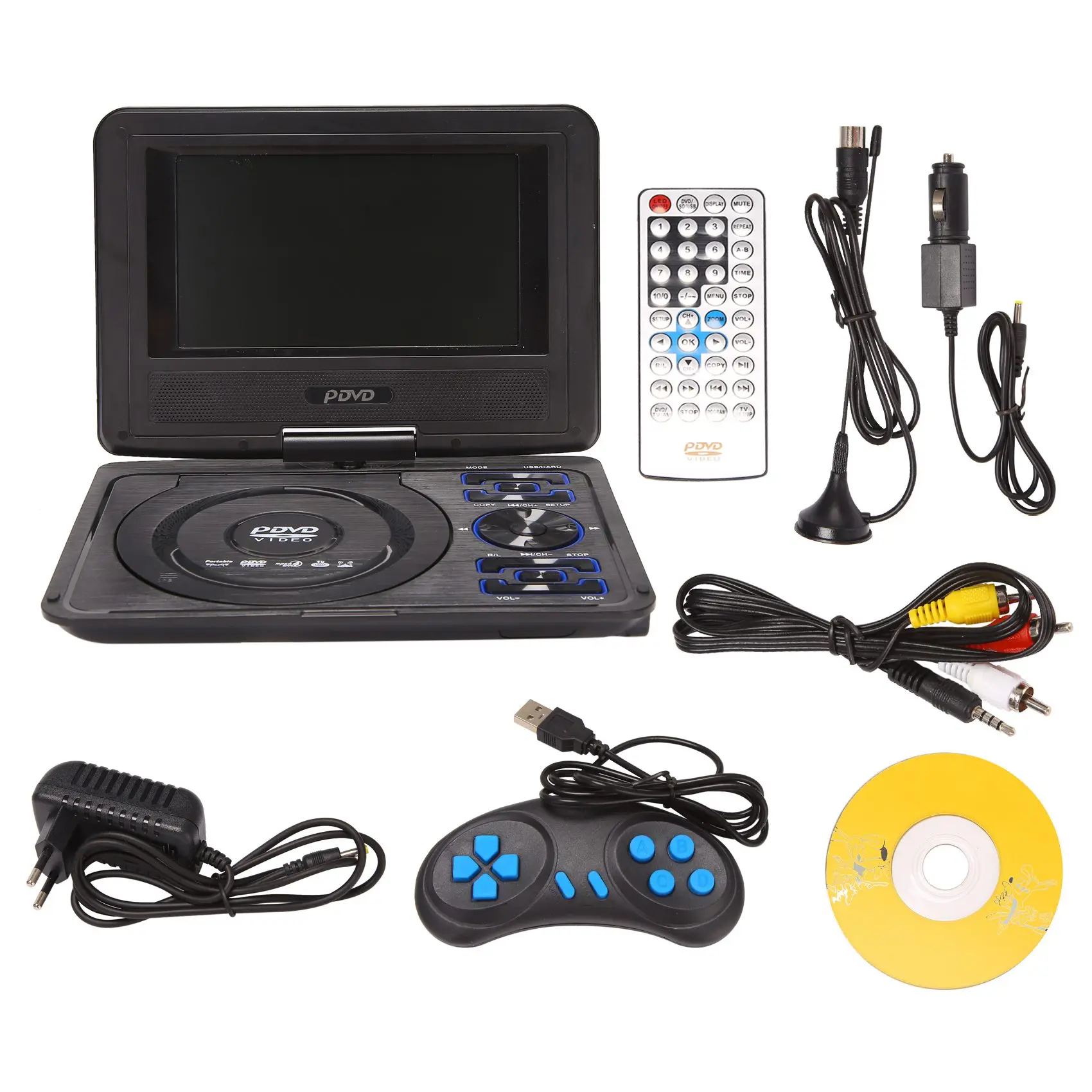 

Портативный 7,8 дюймовый HD домашний автомобильный DVD-плеер VCD CD MP3 DVD ТВ-плеер USB SD-карты игра 16:9 поворотный экран автомобильный радиоприемник с...