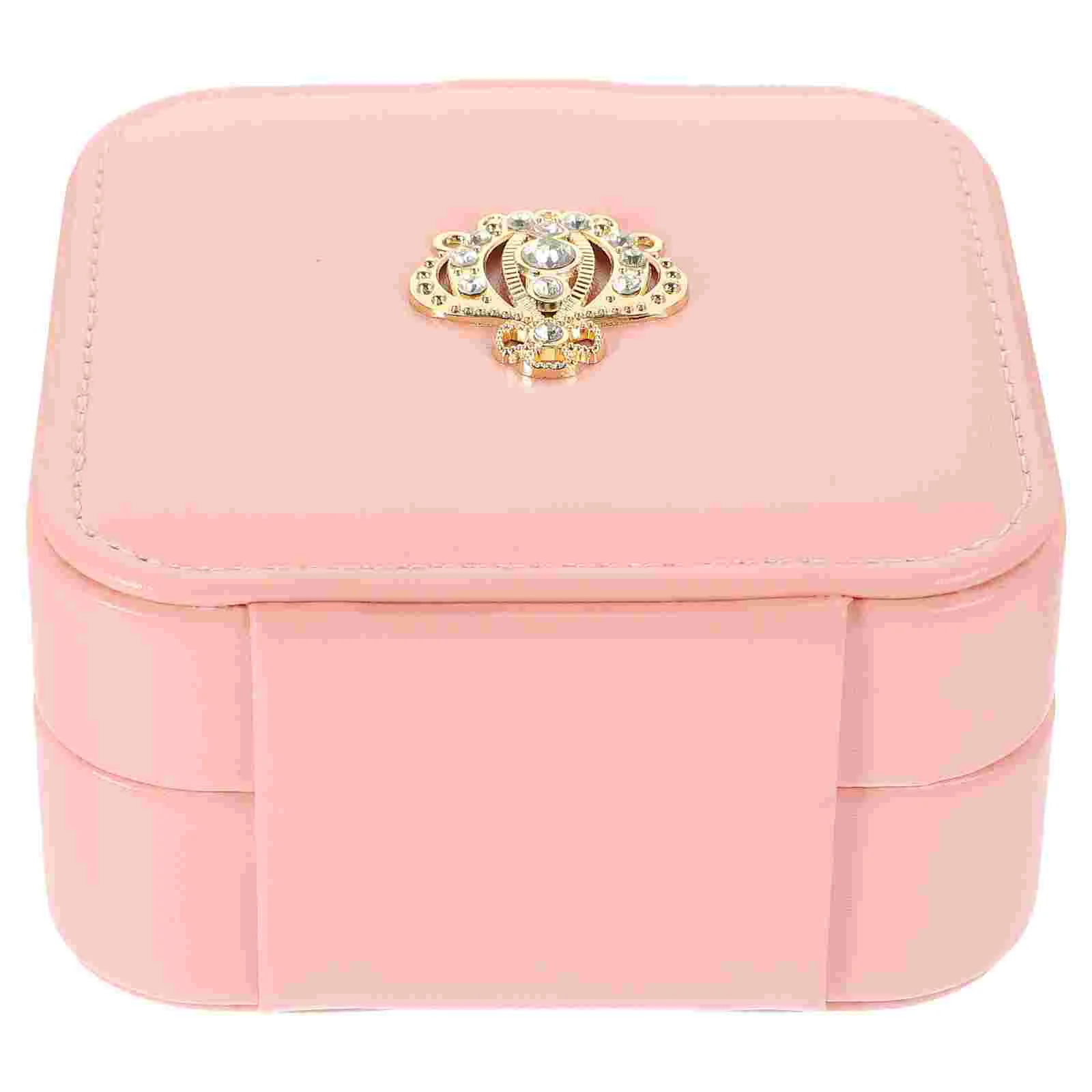 

Jewelry Organizer Portable Case Container Decorative Storage Small Mirror Necklace Travel