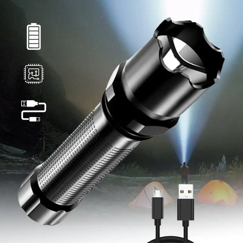 

Ultra Bright Portable Flashlight Waterproof Telescopic Zoom Tactical Torch USB Charging Lantern Camping Lamp Outdoor Flashlights