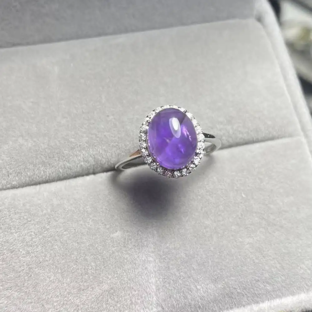 Регулируемое кольцо из натурального аметиста