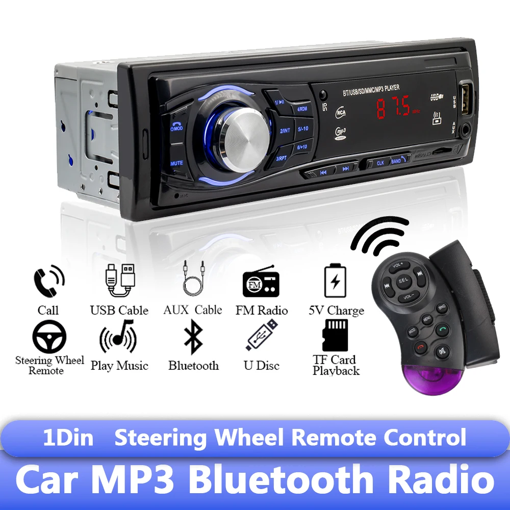 

Bluetooth 1 Din USB MP3 Player Headunit Support 1428 Car Radio With Remote Control RCA Audio Subwoofer 1Din Car Stereo FM Radio
