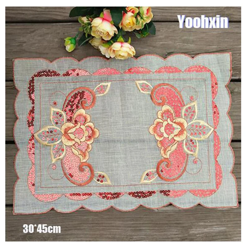 

New Lace Embroidery Table Place Mat Cloth Coffee Pad Cup Christmas Tea Coaster Dish Placemat Sequin Doily Dining Mug Kitchen