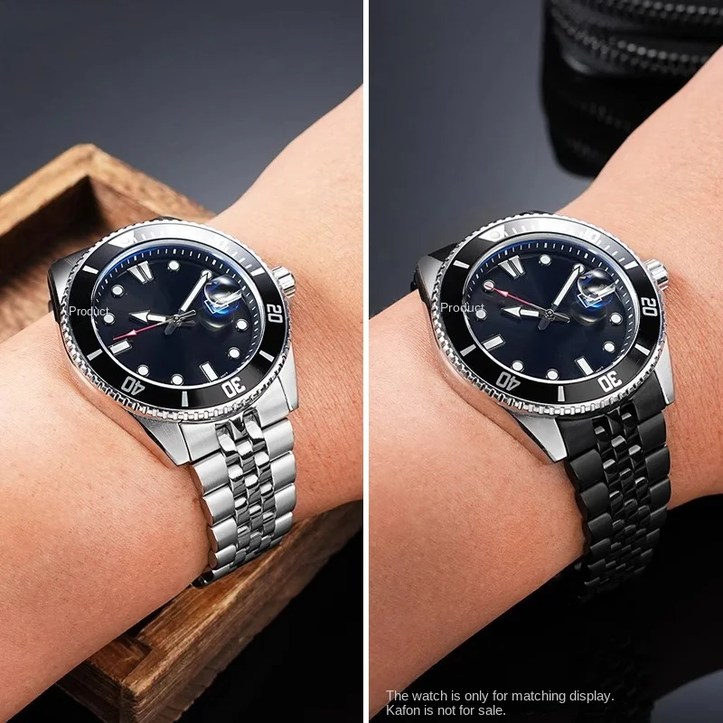 Фото Ремешок для часов из нержавеющей стали 22 мм для Casio Marlin MDV-107 MDV-106 2784, металлический браслет с изогнутым концом, высококачественный браслет со складной застежкой №5