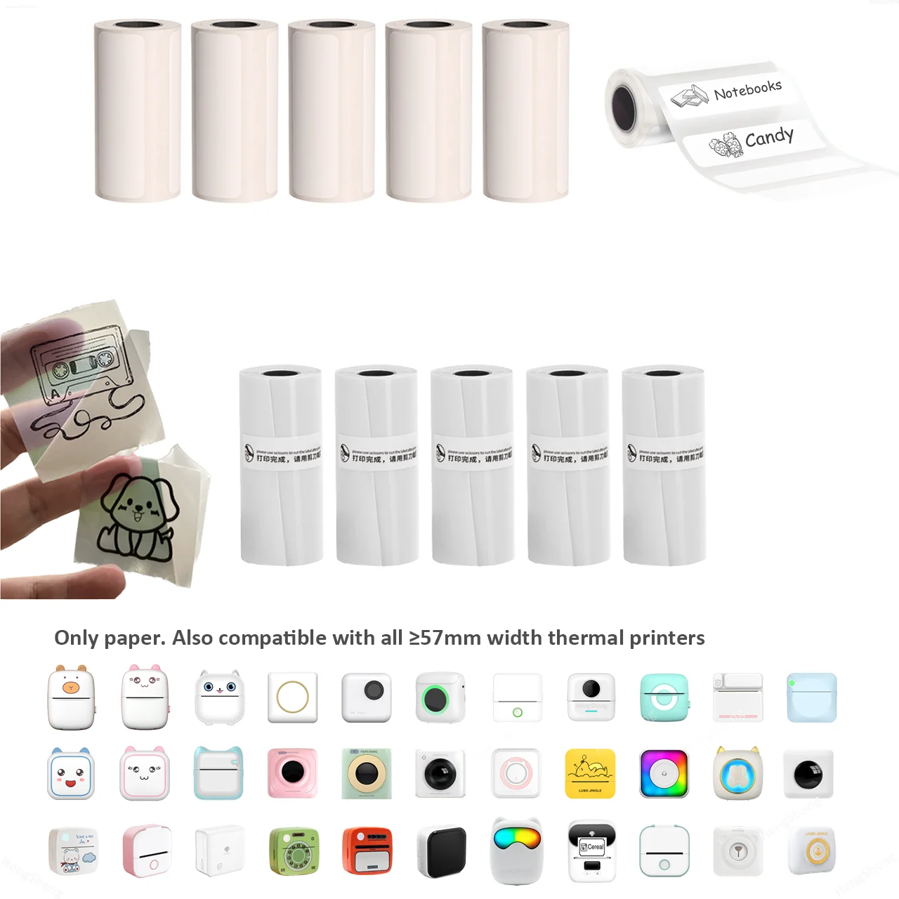 Самоклеящаяся термобумага 57 мм прозрачная этикетка для печати наклейка