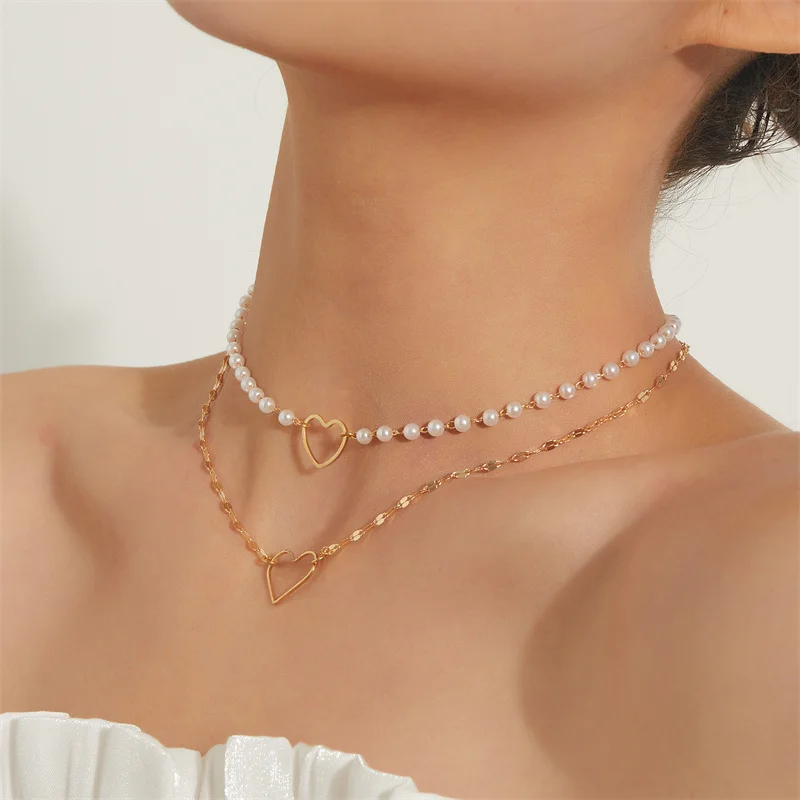 

Necklace For Women Pendants Goth Jewelry Lmitation Pearls Fashion Necklaces 2022 Free Shipping Accessories Bridesmaid Gift Heart