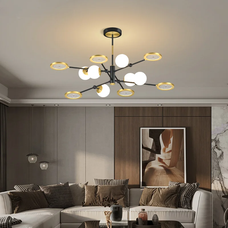 

LED New Modern Chandelier Lighting For Living Room Bedroom Indoor Lights Home Deco Luminaria Fixtures Lustres Iron Acrylic Lamps