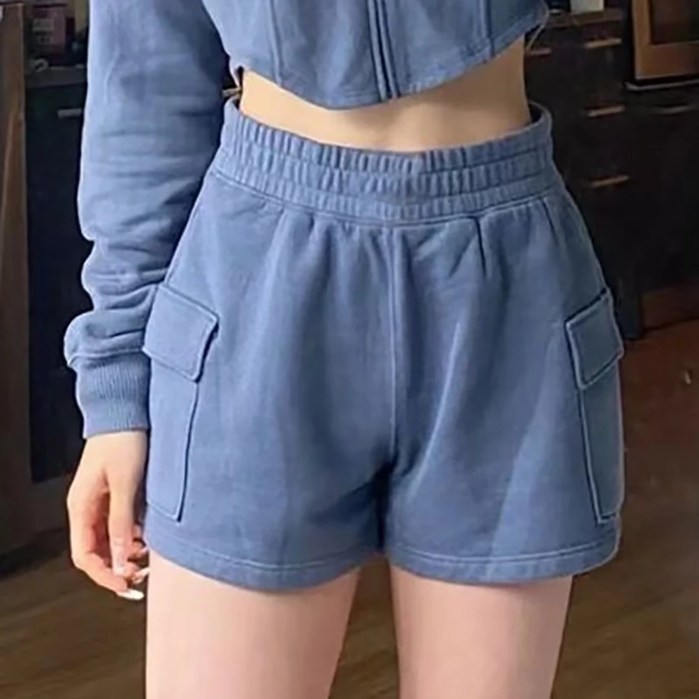 

Новинка весна-лето 2023 Женские Высококачественные Универсальные повседневные однотонные спортивные рабочие шорты с большими карманами в е...