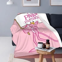 cute pink panther blanket flannel textile decor cartoon multifunction warm throw blankets for bedding car quilt 1