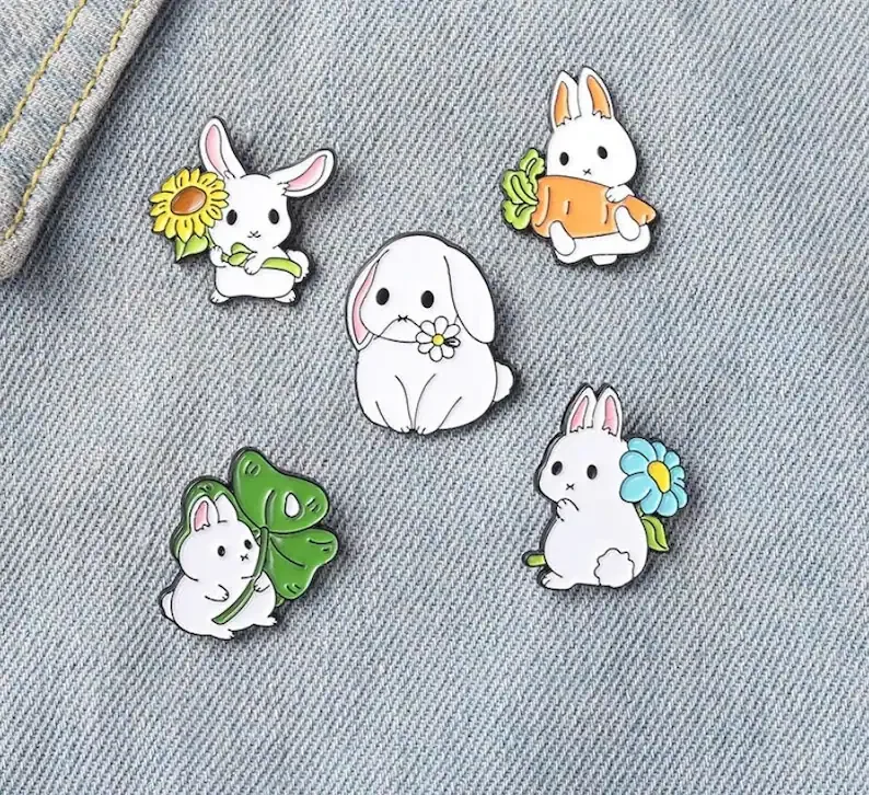 

Cute Bunny Rabbit Enamel Pins Lapel Pin Funny Animal Badges