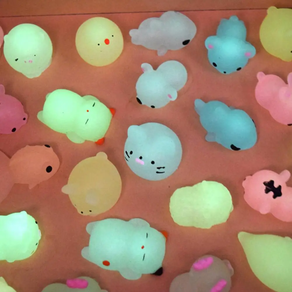 

10Pcs Decompression Toys Luminous Decoration TPR Animal Shape Squeeze Toy Ornaments for Children