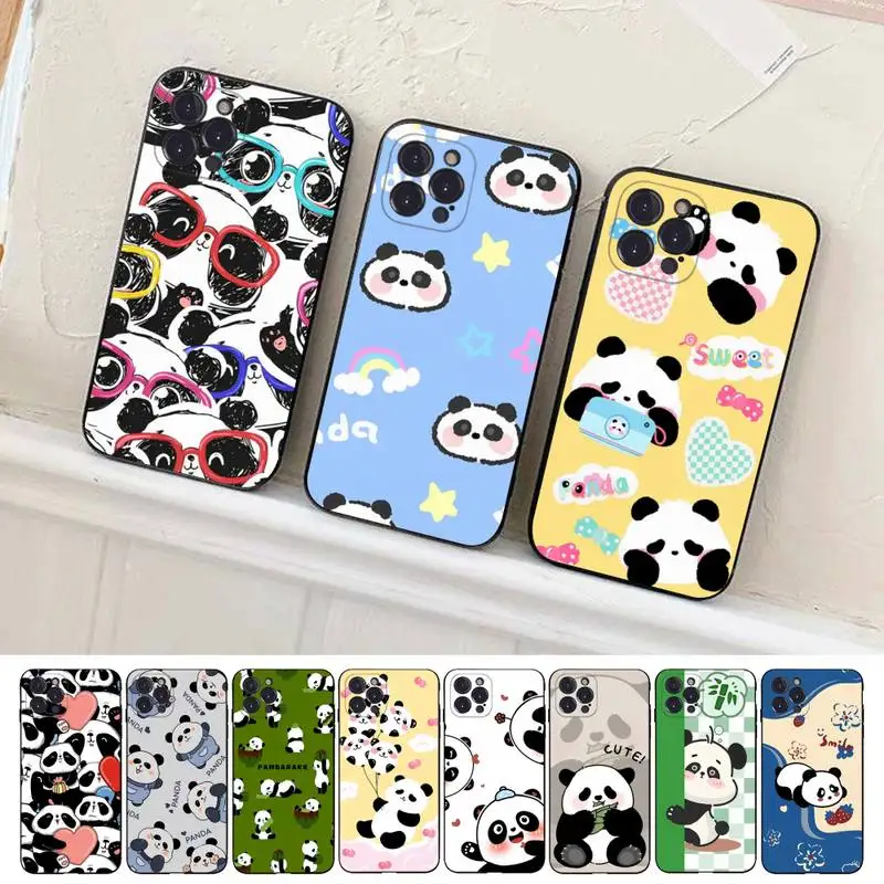 

Cute Panda Animal Phone Case For iPhone 14 11 12 13 Mini Pro XS Max Cover 6 7 8 Plus X XR SE 2020 Funda Shell