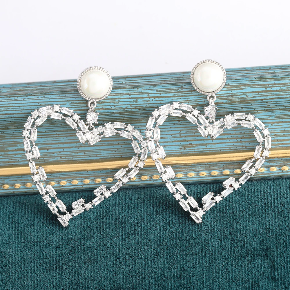 

Женские серьги с перламутровыми сердечками, Роскошные блестящие серьги с перламутровым вырезом, элегантные свадебные украшения для невест...