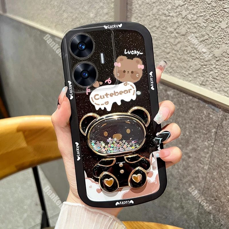 Силиконовый держатель для телефона Bear Makeup Mirror Realme C55 C30 C21Y C25Y C20 C25 C15 C11 10Pro 9i 11ProPlus 8Pro