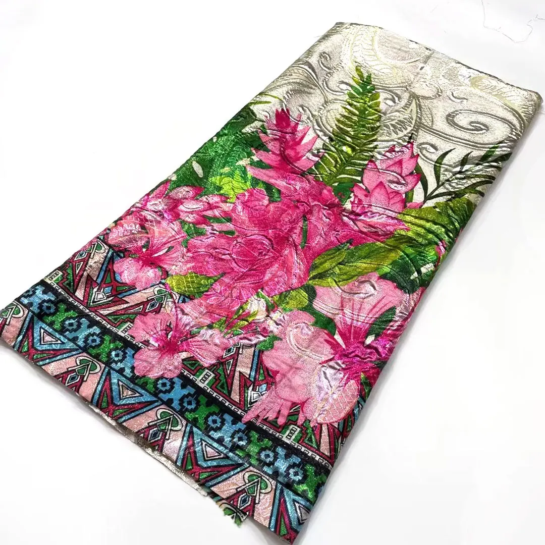 

High Quality Brocade Skin Friendly African Print Design Organza Lace Beauty Party Dress Sewing Gauze 5 Yards Lace Fabric VMJ5228