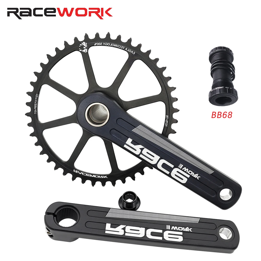 

RACEWORK Bike Crankset 40/42/44T Road Bicycle Single Chainring 170/172.5/175mm Wide and Narrow Sprocket Crank BB68 Bearing Parts