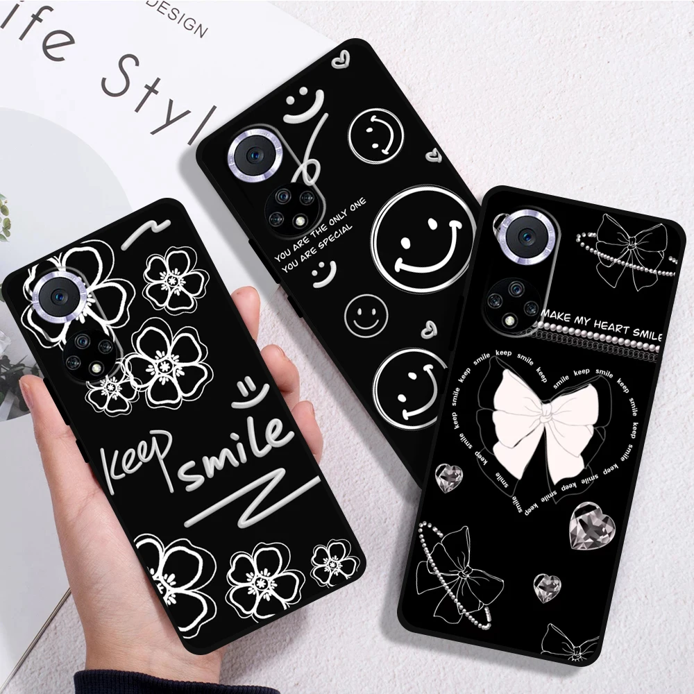 

Fashion Cartoon Phone Case For Huawei P30 Lite P20 Pro Honor 10 8X 9X 10X 9A Liquid Silicon Carcasa Back Soft Black