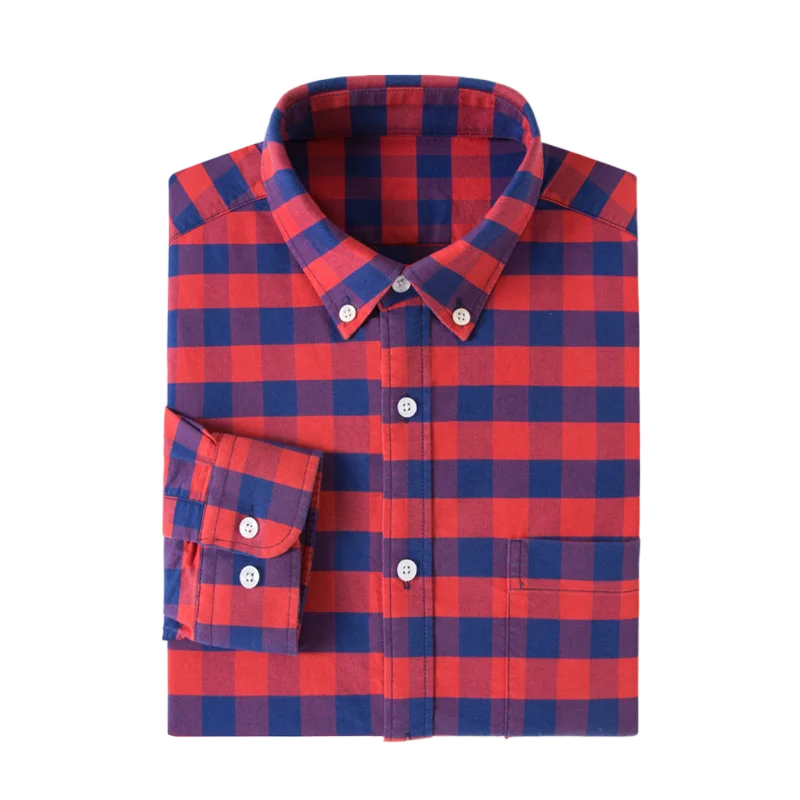 2022 New Spring and Autumn Men's Plaid Casual Business Shirt Long Sleeve Cotton Oxford Slim Shirt Multi-style Shirt