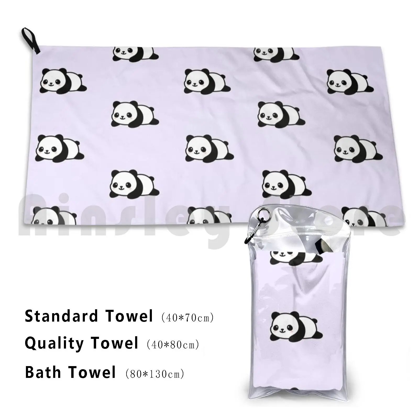 

Panda Bath Towel Beach Cushion Belly Tummy Chibi Lying Down Bear Mammal Cute Adorable Blushing Black White Kawaii