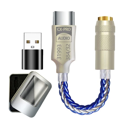 USB C ЦАП 32 бит 384 кГц USB C до 3,5 мм адаптер декодеров с чипом CX31993 USB C