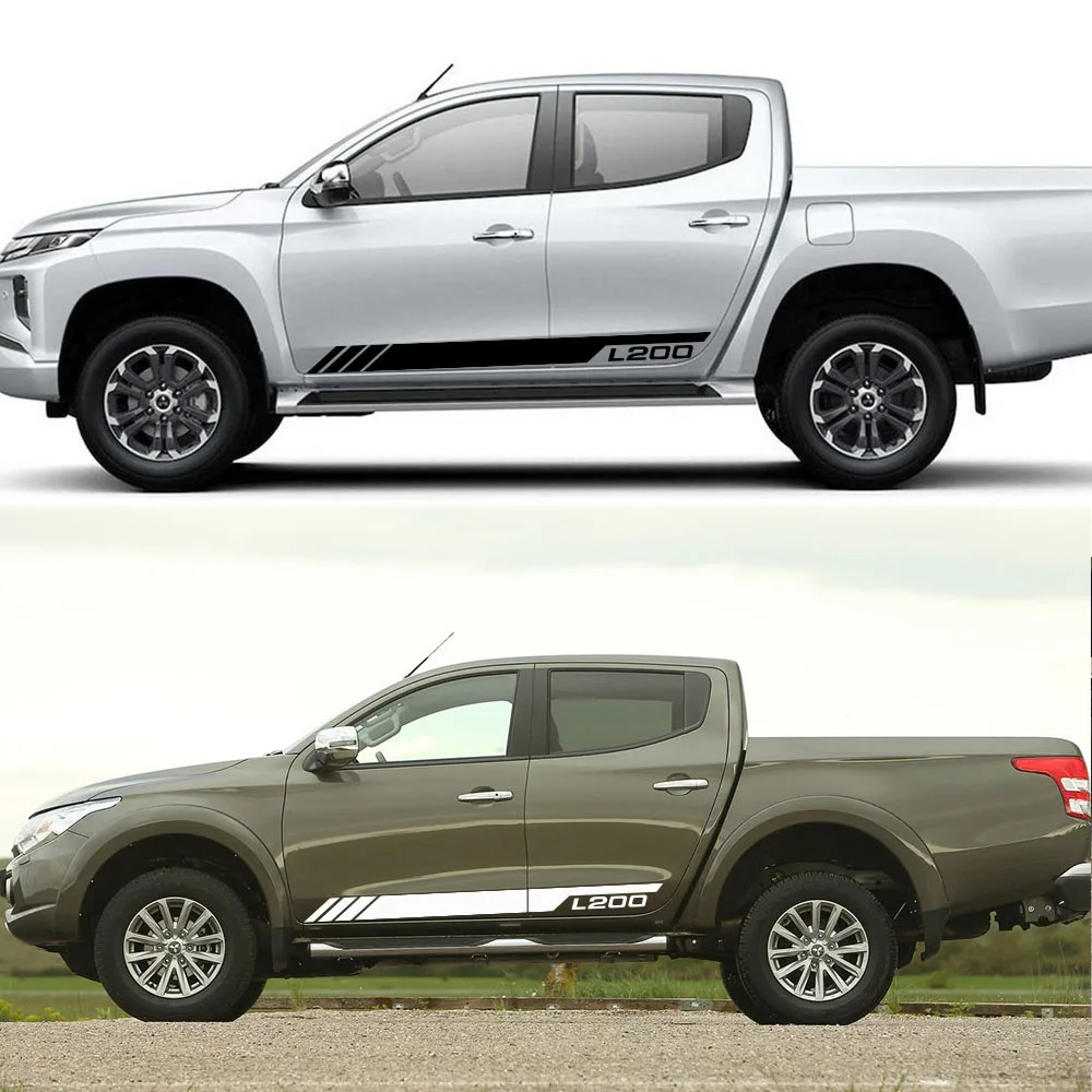 Наклейки на дверь автомобиля боковую юбку полосы наклейки для Mitsubishi L200 Triton