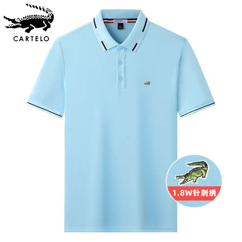 

Embroidered CARTELO Crocodile Summer POLO Shirt Short Sleeve Business Leisure Loose Men's Fashion Simple Polo T-shirt Men's Shor