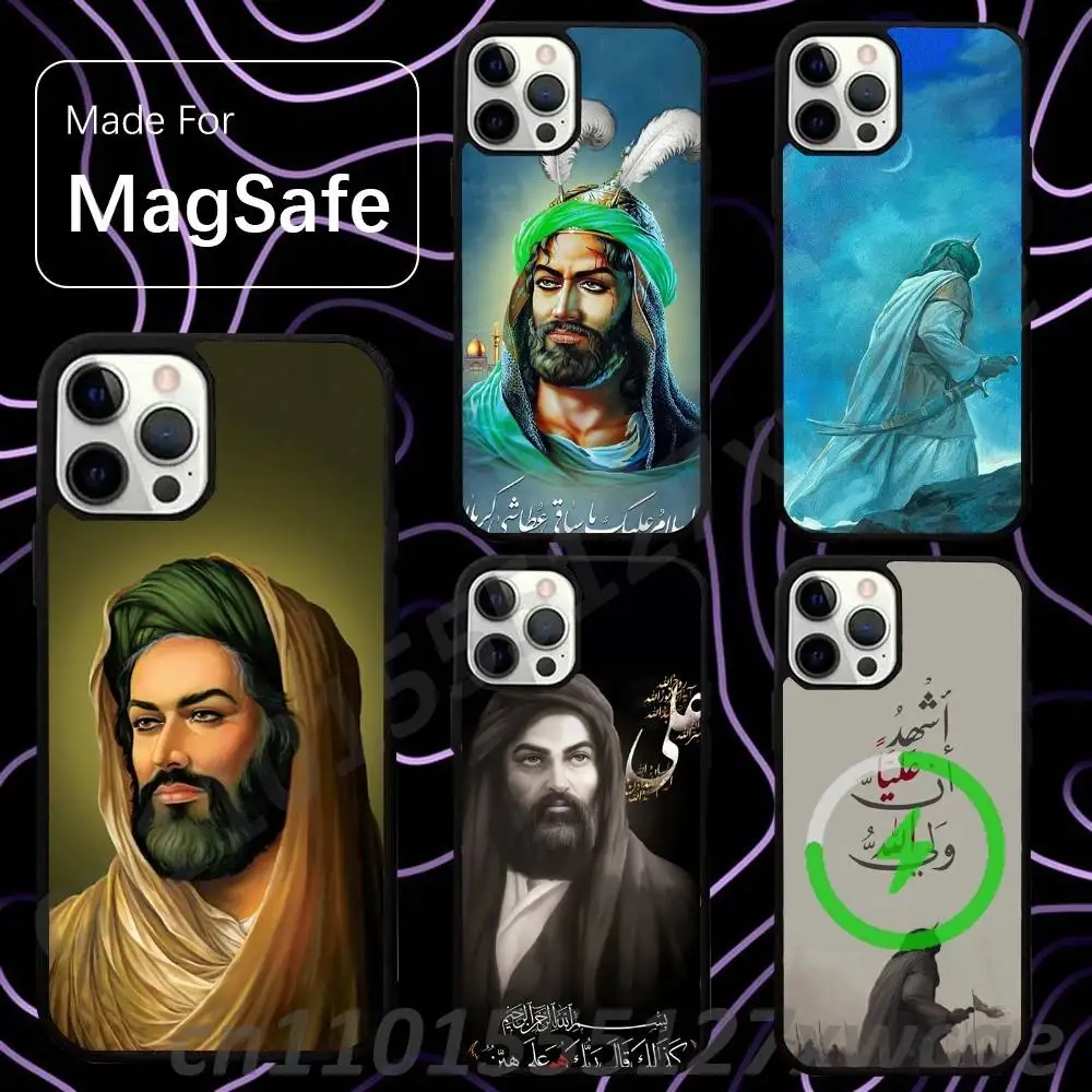 Фото Чехол Islamic Hz Ali для беспроводной зарядки MagSafe для iPhone 15, 16, 17, 13, 14, 11, 12, Pro, Max, Plus, E, Air, Mini, защитный. №1