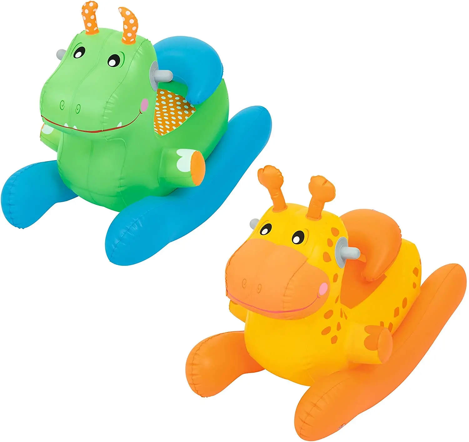 52220 Kids Fun Green Orange Children Animal Rocking Inflatable Horse Toy