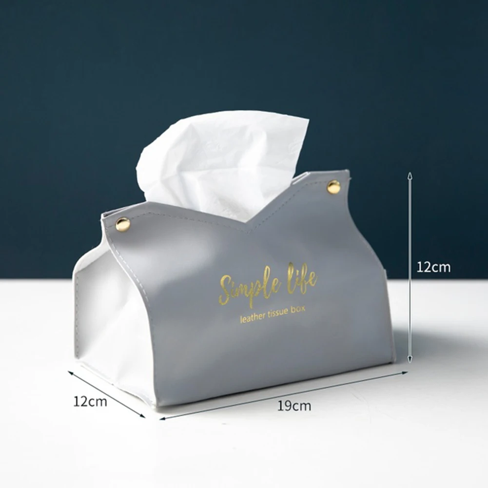 

PU Leather Tissue Box Car-Carrying Desktop Napkin Tissue Holder Case Storage Box Bathroom Home Living Room Decoration Gray Pink