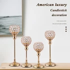 Хрустальный подсвечник, золотой подсвечник, свадебный стол, подсвечники вечерние НКИ, домашний декор, современный