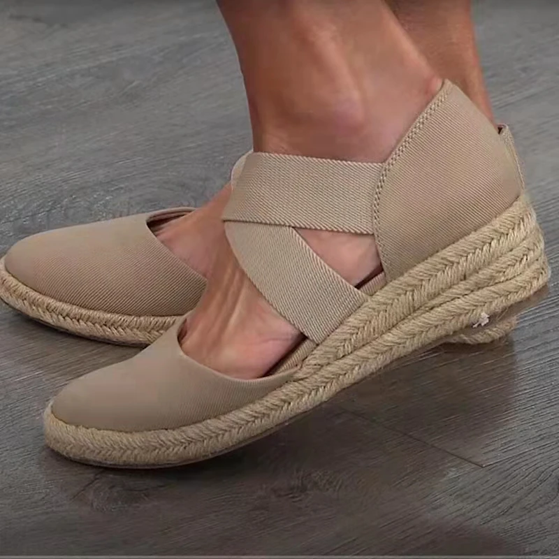 Women's Shoes Spring 2023 Espadrilles Ballet Flat Wedge Heel Elegant Fashion Slip-On Thick Medical Barefoot Sports Free Shipping