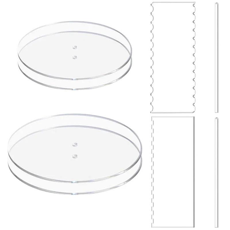 

Акриловый диск для торта, Набор круглых акриловых дисков для торта с квадратным гладким скребком для сервировки испечных товаров и художес...