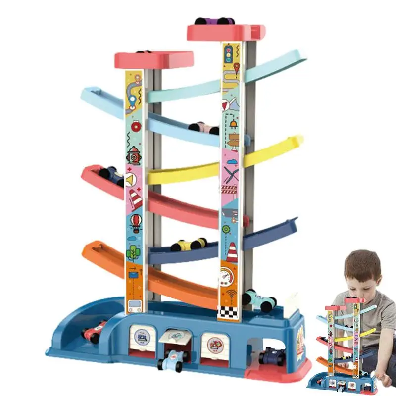 

Car Ramp Toy Colorful Race Track With 6 Racing Cars Ramp Toy Parking Lots Montessori Toys Fine Motor Skills Toys Christmas