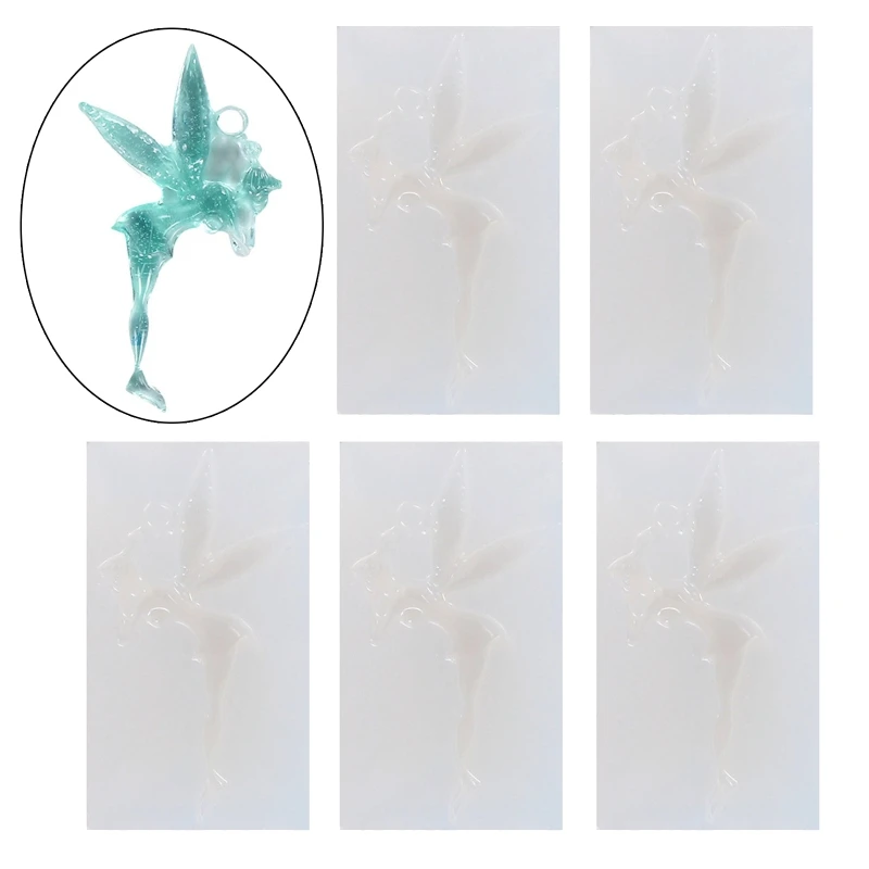 

5 шт., формы для рождественской смолы, Силиконовая смола, ангел, сказочные украшения, формы для подвесок для эпоксидной смолы, поделки «сдела...