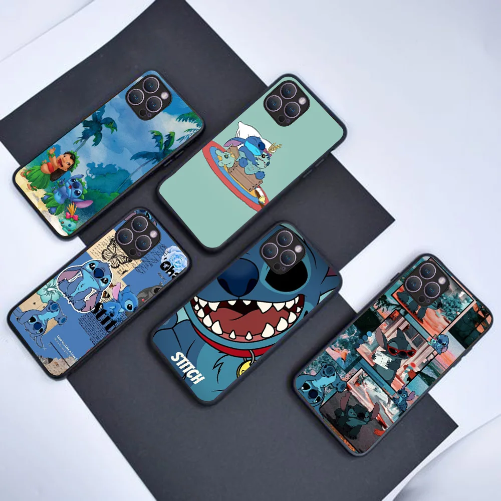 Черный чехол B-17 Lilo &amp Stitch для Xiaomi Poco X4 X5 C65 Redmi 12C Note 12 7A 7 12S Turbo Pro Plus 5G