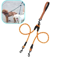 dog leash double leash for two dogs walking adjustable reflective dog leashes anti entanglement dogs leashes detachable chain