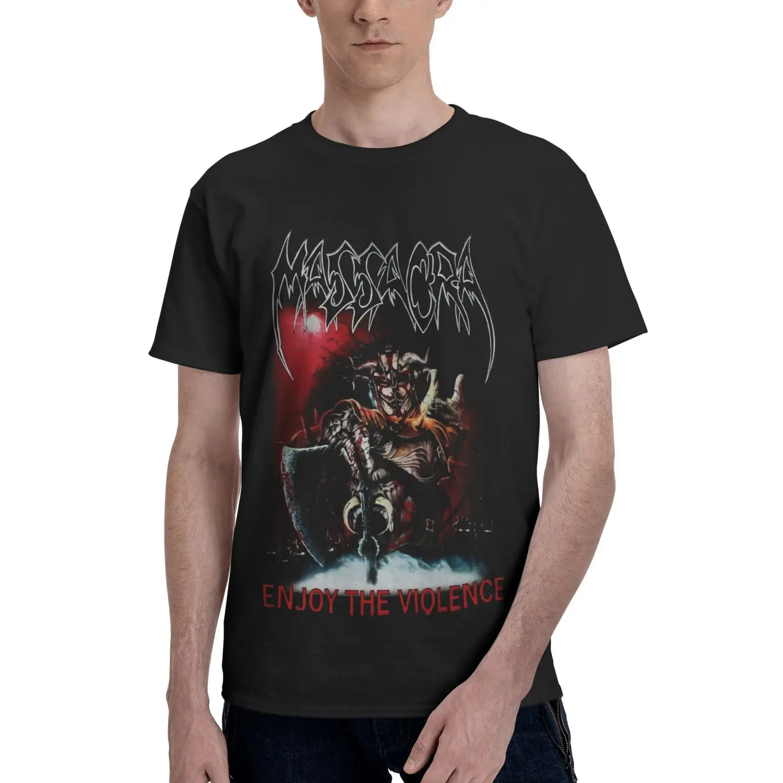 

Massacra Enjoy The Violence Death Thrash Oversized T-Shirt Men's Clothes Vintage Tops Blouse Tshirts For Men Tops T-Shirts Man