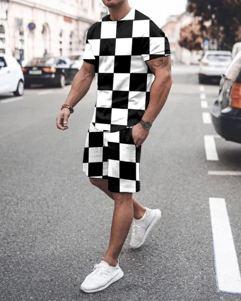 

Men's Set Casual T Shirt+Shorts 2 Piece Sets Oversized Tracksuit Male Fashion Clothes Top Tshirt Suits 2022 Summer Sportswear