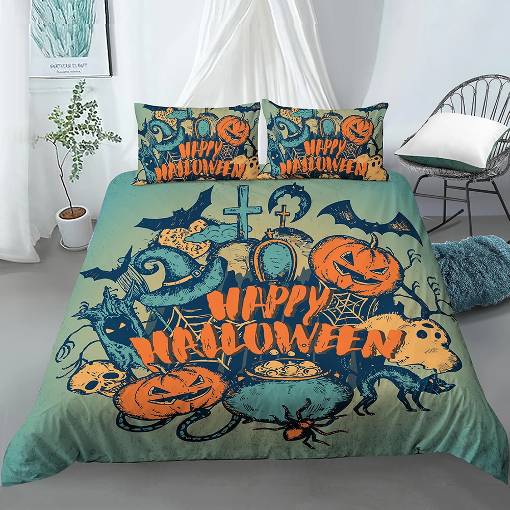 

Набор постельного белья на Хэллоуин, Королевский пододеяльник, мультяшный призрак, для детей, мальчиков и девочек, для счастливого фестивал...