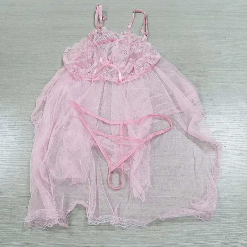 Женское сексуальное женское белье прозрачное платье комплект с лямкой на шее