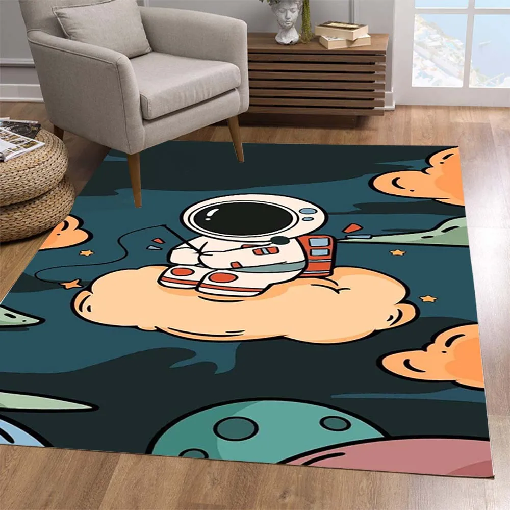 

Cute Little Astronaut Carpet Non-slip Floor Fluffy Floor for Living Room Rug Children Kids Room Window Bedside Home Decoration