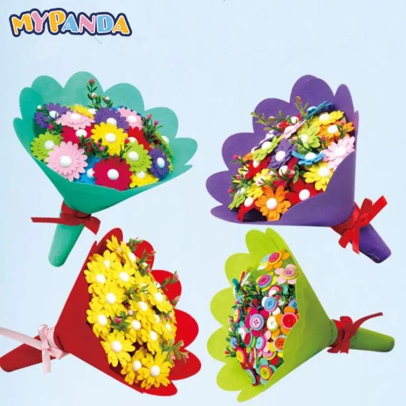 

EVA Button Bouquet Children Educational Toys DIY Holding Flowers Handmade Gift Room Decoration Flower Craft Kits Creative Toys