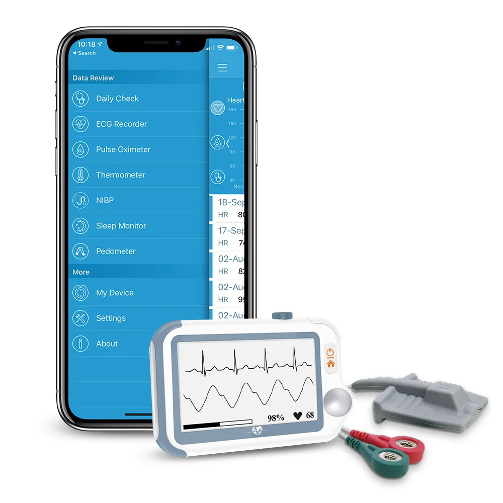 

Viatom Checkme Pro Handheld Vital Signs Monitor Sphygmomanometer Spo2 Sensor Ecg Recording with Bluetooth for Adult