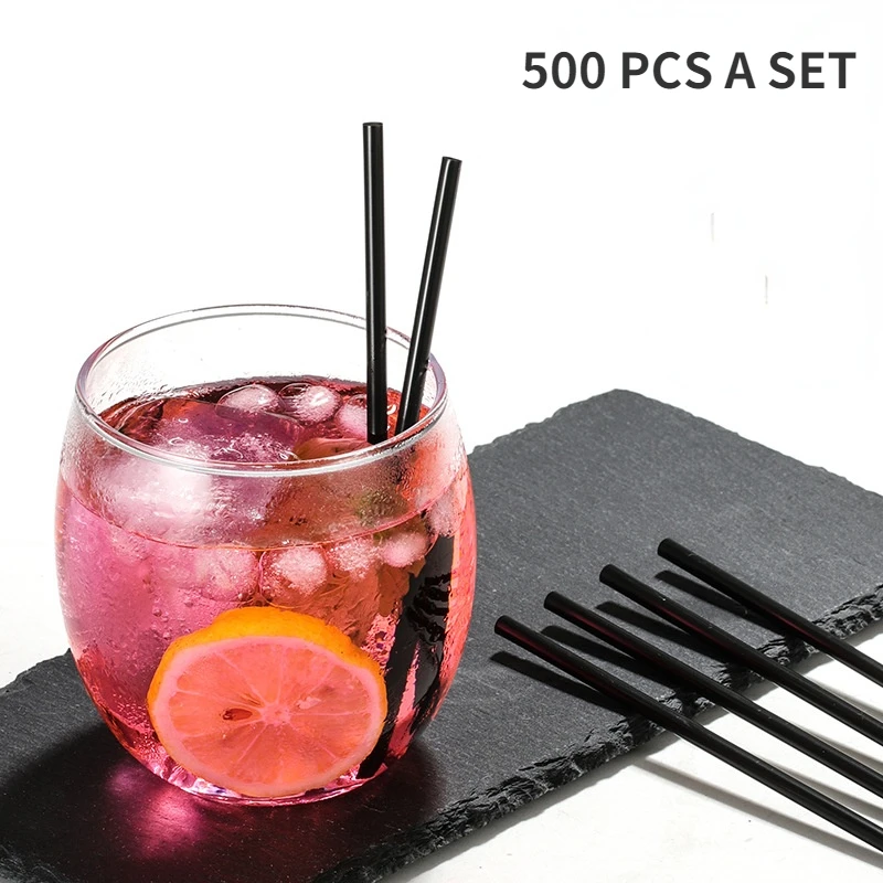 

500Pcs Disposable black Drink Straws Long Short Plastic Straw Kitchen Accessories Kitchenware Bar Party Beverage Cocktail Drink