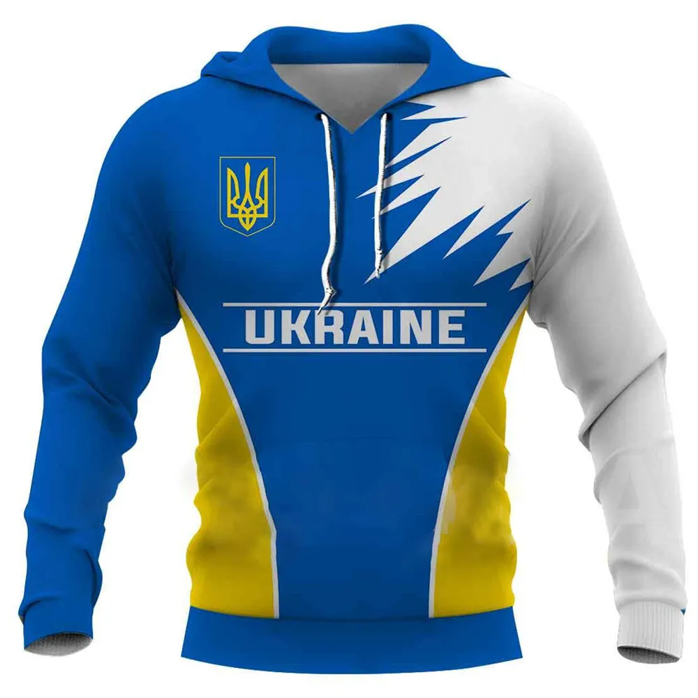 Ukrainian Men's Hoodie Pullover Long-sleeved Sweater Oversized Unisex Clothing Ukraine Flag National Emblem Printed Tops