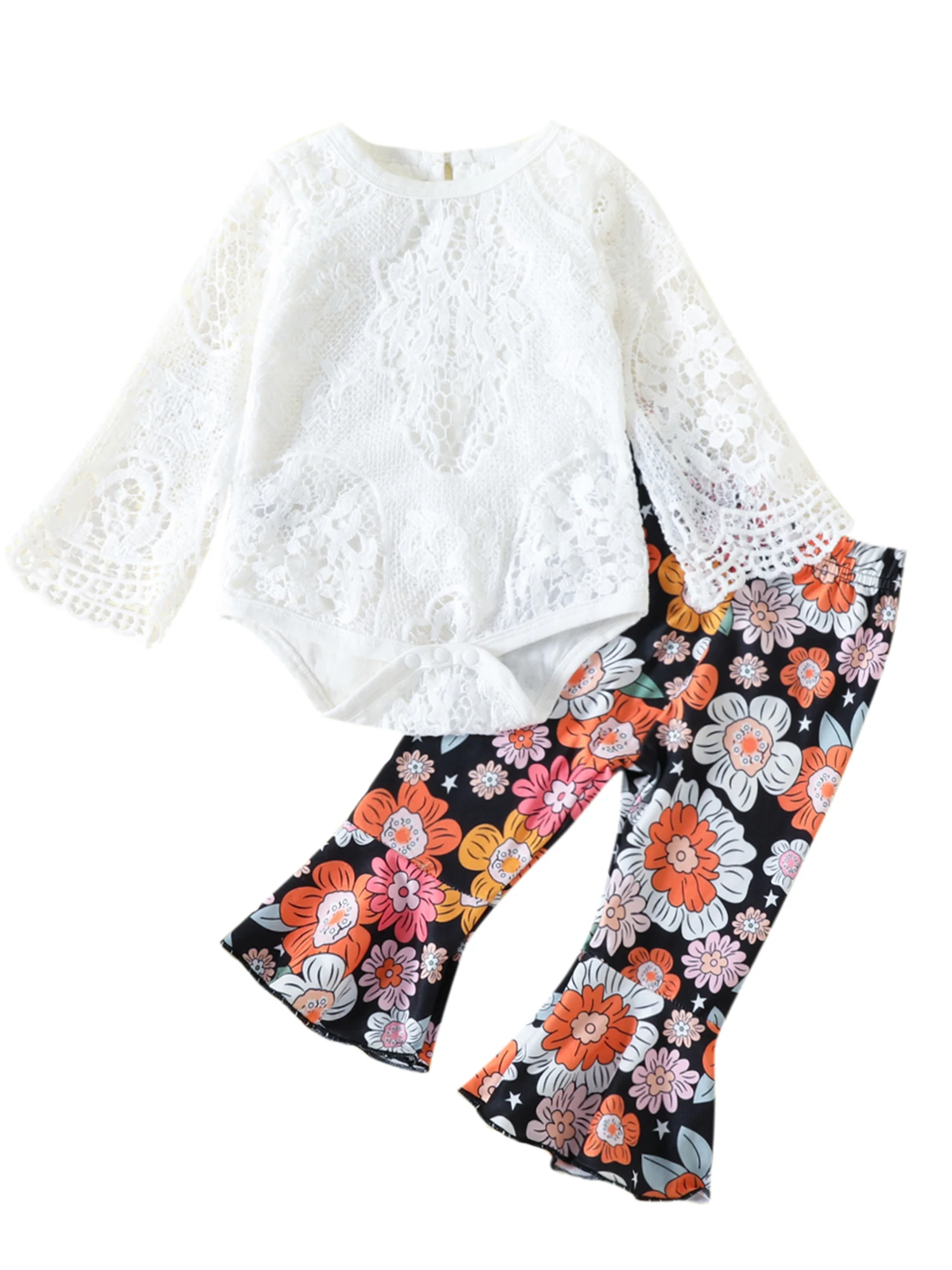 

Omkzanbi Toddler Girl Bell Bottoms Outfits Sunflower Off Shoulder Romper Denim Flared Pants Summer Jean Outfits