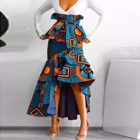 womens skirt high waist printed lace up irregular skirt elegant ol commuter spring summer new africa office lady 2022