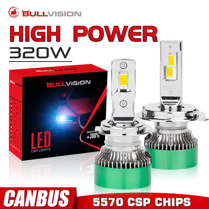 

Bullvision 320W H7 Led Headlamp H4 H11 H8 H9 Led Canbus Headlight Bulbs 120000LM 6000K 9005 9006 HB3 HB4 9012 Car Led Lights 12V