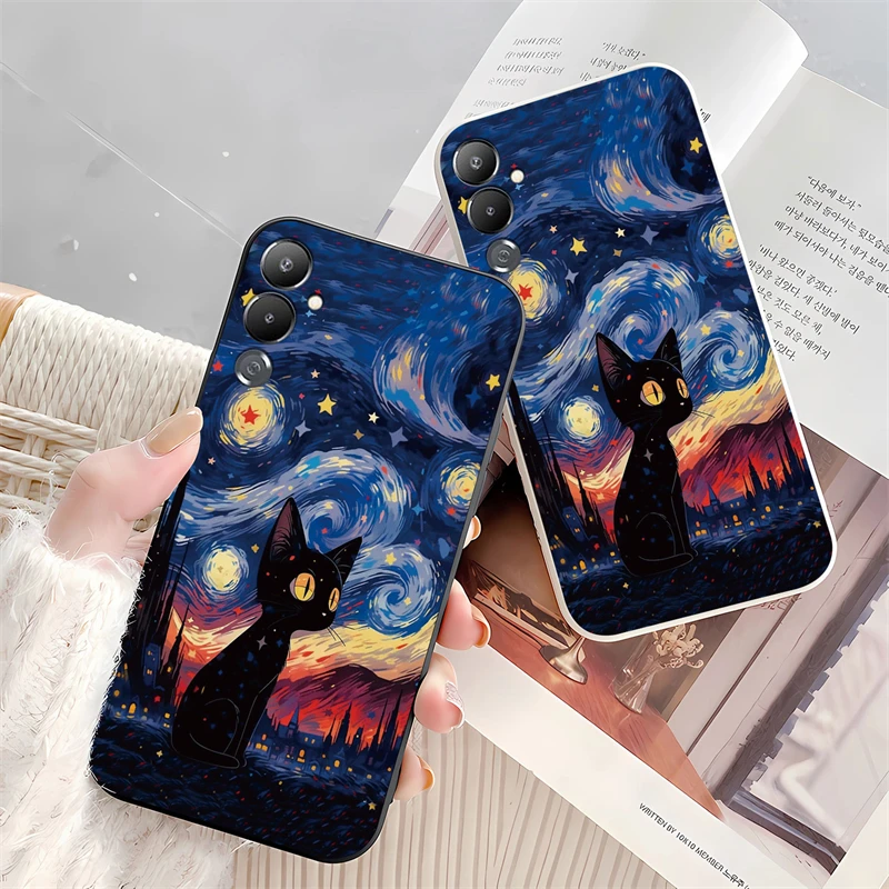 Pova 4 Звездное небо кот чехол для телефона Infinix Tecno Spark 10 7T 6 GO Camon 15 16 Pro Smart Power NEO