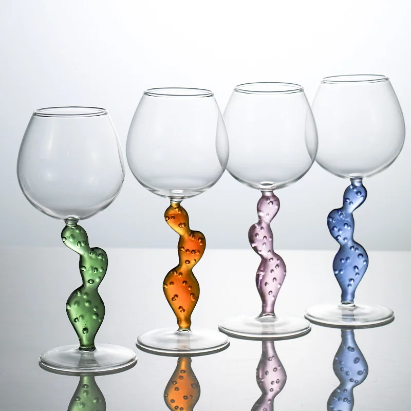 

Italian Cactus Creative Imported Cocktail Glass, Handmade Glass Goblet, Nordic Red Wine Glass Colorful