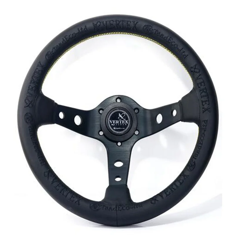 

VERTEX KING 330mm jdm Racing Black Genuine Leather Drift Sport Steering Wheel
